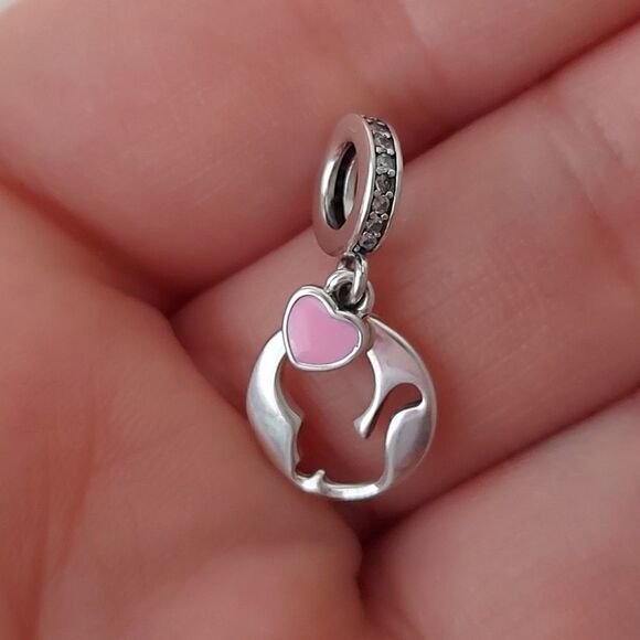 925 Sterling Silver Kitty Love Charm - Picture 5 of 7